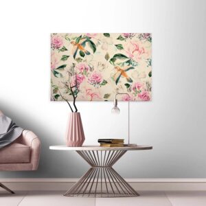 Bricoflor Pastell Leinwandbild Mit Frühlingsblumen Canvas Wandbild Mit Vögeln Und Rosen Schlafzimmer Bild Auf Keilrahmen In Rosa Und Grün