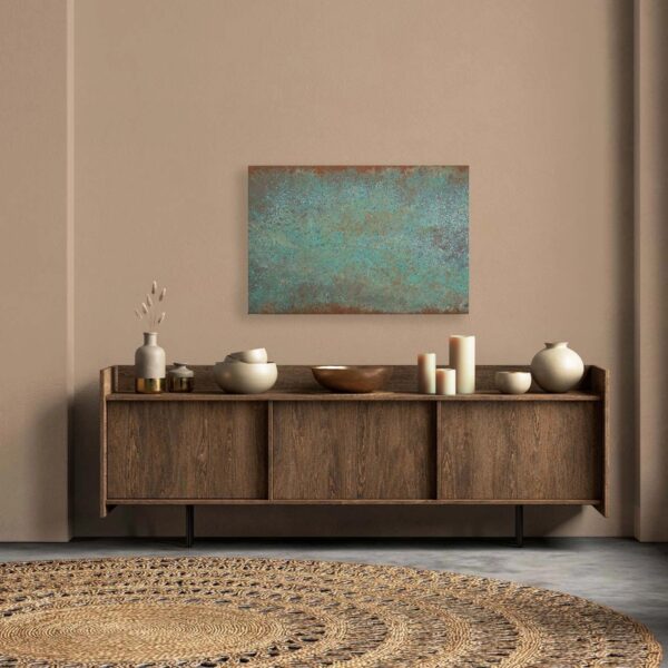 Bricoflor Patina Bild In 120 X 80 Cm Leinwand In Rost Optik Türkis Kupfer Deko Wandbild In Metall Optik Ideal Für Bad Und Küche