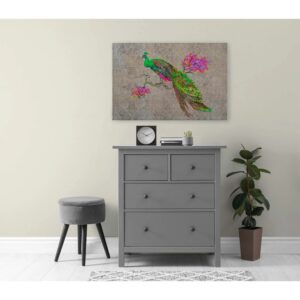 Bricoflor Pfau Leinwandbild Bunt Vintage Wandbild Mit Vogel Design Und Ornament Leinwand Bild Paradiesvogel Für Schlafzimmer Und Wohnzimmer