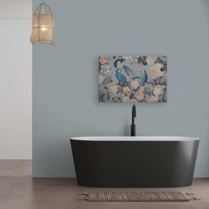 Bricoflor Pfingstrosen Bild Mit Papageien Deko Wandbild Mit Vogel Und Blumen In 120 X 80 Cm Leinwandbild Blau Rosa Romantisch
