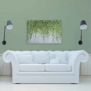 Bricoflor Pflanzen Bilder Auf Leinwand Grün Weiß Deko Wandbild Modern Für Küche Und Schlafzimmer Leinwandbild 90 X 60 Cm
