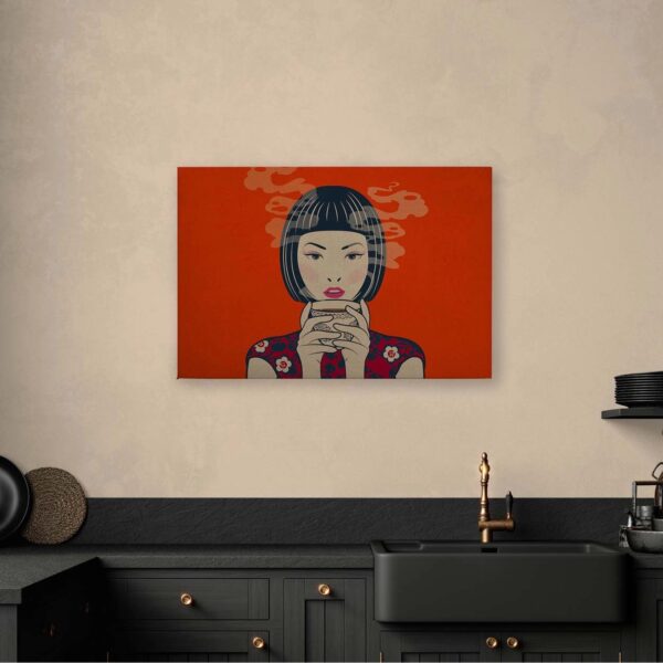 Bricoflor Pop Art Leinwand Bild Mit Manga Motiv Japan Wandbild In Orange Für Esszimmer Und Küche Modernes Leinwandbild Mit Asiatischem Tee Design