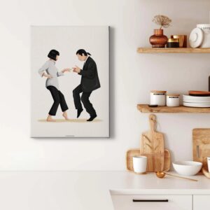 Bricoflor Pulp Fiction Bild Auf Leinwand In Schwarz Weiß Tanzbild Ideal Für Wohnzimmer Und Schlafzimmer Modernes Wandbild Mit Tanz Motiv Im Hochformat
