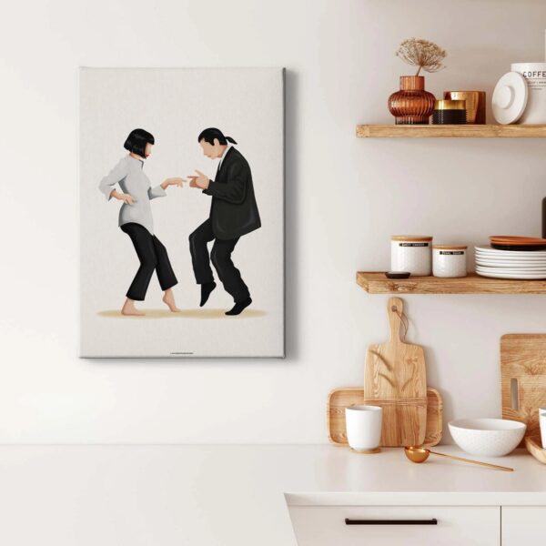 Bricoflor Pulp Fiction Bild Auf Leinwand In Schwarz Weiß Tanzbild Ideal Für Wohnzimmer Und Schlafzimmer Modernes Wandbild Mit Tanz Motiv Im Hochformat