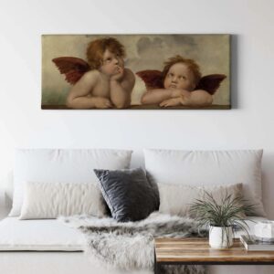 Bricoflor Putte Bild Auf Leinwand Wandbild Mit Engeln Ideal Für Schlafzimmer Und Flur Vintage Engel Leinwandbild Im Ölgemälde Stil In Beige Braun