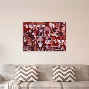Bricoflor Retro Bild Mit Jazz Motiv Leinwand Bild In Rot Und Pink Ideal Für Wohn Und Schlafzimmer Musik Leinwandbild Im 60Er Stil Auf Keilrahmen