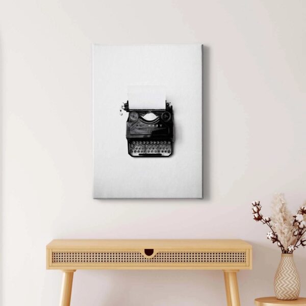 Bricoflor Retro Bild Mit Schreibmaschine Schwarz Weiß Bild Auf Leinwand Für Büro Und Wohnzimmer Leinwandbild Als Kunstdruck Im Minimalismus Stil