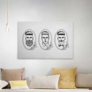 Bricoflor Retro Wandbild 50Er Jahre Industrial Style Leinwandbild In Steinoptik Schwarz Weiß Bild Auf Leinwand Mit Porträts Im Nostalgie Stil