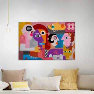 Bricoflor Retro Wandbild 60Er Jahre Bunte Leinwand Mit Kunst Design Im Sechziger Jahre Stil Büro Und Wohnzimmer Leinwandbild Mit Grafikdesign