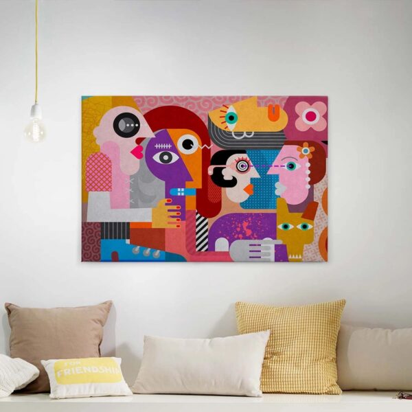 Bricoflor Retro Wandbild 60Er Jahre Bunte Leinwand Mit Kunst Design Im Sechziger Jahre Stil Büro Und Wohnzimmer Leinwandbild Mit Grafikdesign