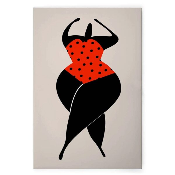 Bricoflor Retro Wandbild Mit Frau Im Badeanzug Der 60Er Jahre Schwarz Rot Leinwandbild Im Pop Art Stil Für Schlafzimmer 90 X 60 Cm