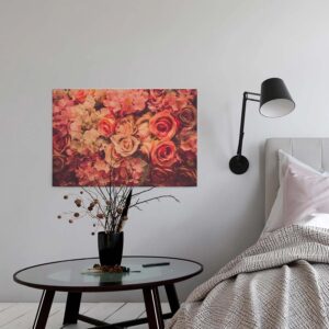 Bricoflor Rosen Bild Auf Leinwand Blumenbild Mit Hortensie In Rosa Und Orange Nostalgie Canvas Wandbild Ideal Für Wohnzimmer Und Esszimmer