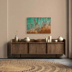 Bricoflor Rost Bild 120 X 80 Cm Leinwandbild In Patina Optik Türkis Kupfer Industrial Style Wandbild Maritim Ideal Für Badezimmer