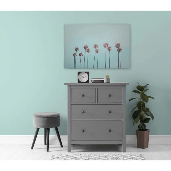 Bricoflor Schlafzimmer Und Badezimmer Bild Mit Palmen An Strand Deko Wandbild In 120 X 80 Cm Hellblau Hollywood Leinwandbild