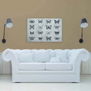 Bricoflor Schmetterling Bild Auf Leinwand Betonoptik Wandbild Mit Gezeichneten Schmetterlingen Für Schlafzimmer Modernes Betonoptik Bild Auf Canvas