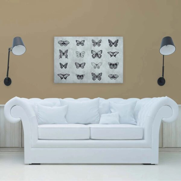 Bricoflor Schmetterling Bild Auf Leinwand Betonoptik Wandbild Mit Gezeichneten Schmetterlingen Für Schlafzimmer Modernes Betonoptik Bild Auf Canvas