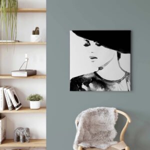 Bricoflor Schwarz Weiß Wandbild Mit Frauen Motiv Aquarell Porträt Im 60Er Jahre Stil Retro Leinwandbild Ideal Für Jugendzimmer Und Schlafzimmer