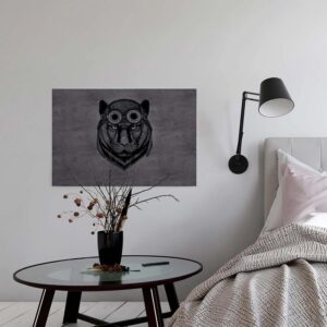Bricoflor Schwarzes Bild Mit Panther Industrial Leinwand Bild Mit Tier Gezeichnet Modernes Wandbild In Anthrazit Ideal Für Büro Und Wohnzimmer