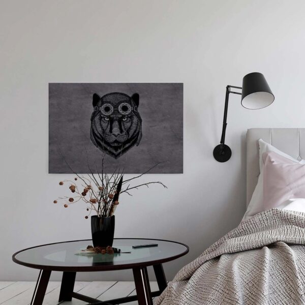 Bricoflor Schwarzes Bild Mit Panther Industrial Leinwand Bild Mit Tier Gezeichnet Modernes Wandbild In Anthrazit Ideal Für Büro Und Wohnzimmer