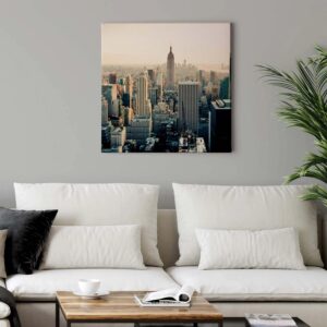Bricoflor Skyline Von New York Bild Modernes Leinwandbild In Weiß Grau Ideal Für Büro Und Wohnzimmer Urbanes Stadt Wandbild Mit Wolkenkratzern