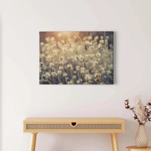 Bricoflor Sommer Blumenwiese Bild Landhaus Leinwand Bild Mit Blumen Ideal Für Schlafzimmer Und Flur Leinwandbild Mit Feldblumen In Beige