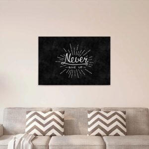 Bricoflor Spruch Bild In Schwarz Weiß Leinwand Bild Never Give Up Motivationsbild Für Büro Und Wohnzimmer Auf Canvas Keilrahmen