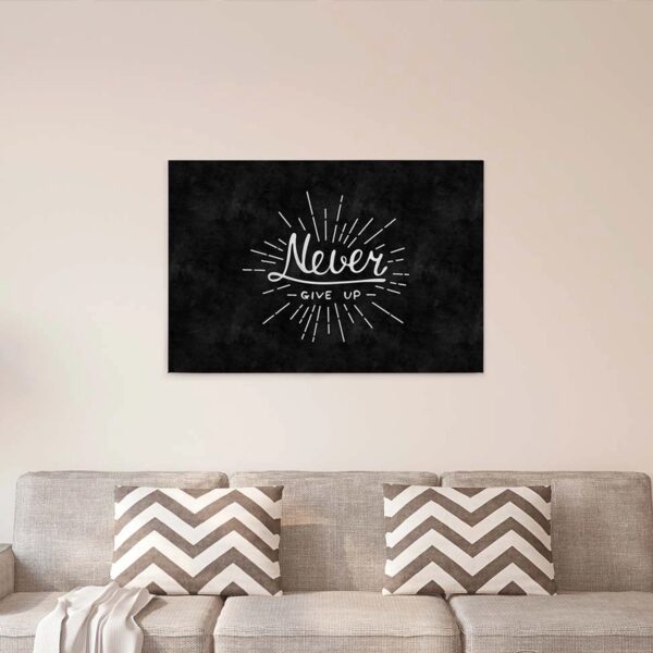 Bricoflor Spruch Bild In Schwarz Weiß Leinwand Bild Never Give Up Motivationsbild Für Büro Und Wohnzimmer Auf Canvas Keilrahmen