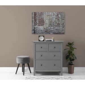 Bricoflor Steinwand Bild 90 X 60 Cm Im Wandbild Industrial Style Im Used Look Leinwandbild In Steinoptik Ideal Für Wohnzimmer