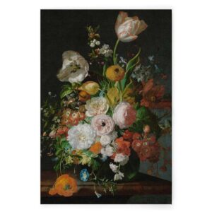 Bricoflor Stillleben Blumen Auf Schwarzem Hintergrund Gemälde Leinwandbild Mit Blumenstrauß Im Vintage Stil In 80 X 120 Cm