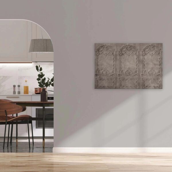 Bricoflor Stuck Bild In Grau 3D Wandbild In Betonoptik 120 X 80 Cm Leinwandbild Mit Schloss Motiv Für Wohnzimmer Und Schlafzimmer
