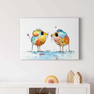 Bricoflor Süße Maus Bild Bunt Leinwand Bild Mit Mäusen In Moderner Kunst Stil Für Kinderzimmer Und Küche Buntes Wandbild Mit Tieren In Aquarell Optik