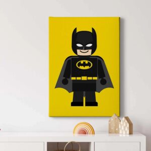 Bricoflor Superhelden Leinwand Für Kinderzimmer Batman Leinwandbild Für Jungenzimmer Wandbild In Gelb Und Schwarz Im Hochformat