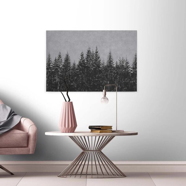 Bricoflor Tannenwald Bild Grau Und Schwarz Industrial Leinwand Bild In Betonoptik Mit Wald Motiv Winter Leinwandbild Ideal Für Schlafzimmer Und Büro