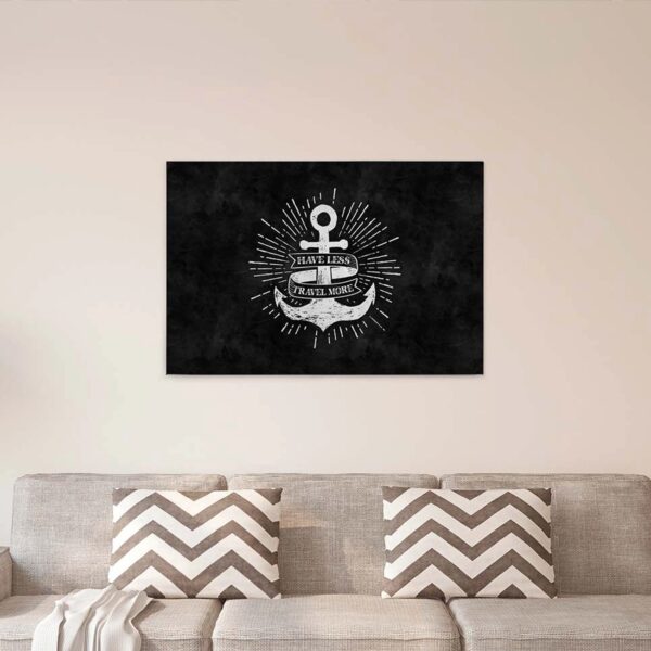 Bricoflor Tattoo Wandbild Mit Anker Wohnzimmer Und Küchen Leinwandbild In Schwarz Weiß Maritimes Keilrahmen Bild Mit Spruch Auf Canvas Leinwand