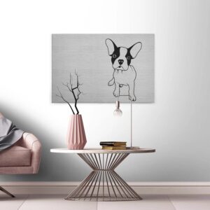 Bricoflor Tattoo Wandbild Mit Hund Leinwand Bild Mit Französischer Bulldogge In Schwarz Weiß Industrial Leinwandbild In Stein Optik Für Wohnzimmer