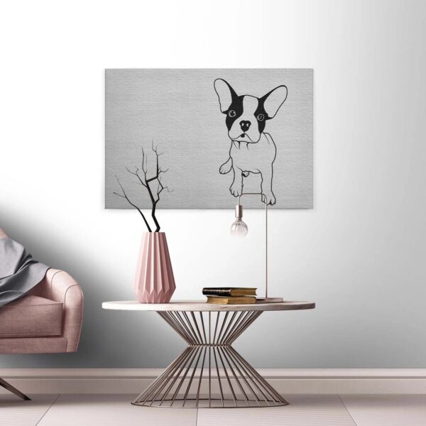 Bricoflor Tattoo Wandbild Mit Hund Leinwand Bild Mit Französischer Bulldogge In Schwarz Weiß Industrial Leinwandbild In Stein Optik Für Wohnzimmer
