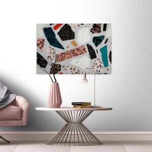 Bricoflor Terrazzo Wandbild Im Skandinavischen Stil Modernes Leinwandbild Ideal Für Badezimmer Und Küche Scandi Leinwand Bild In Steinoptik