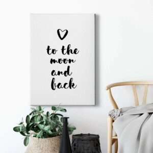 Bricoflor To The Moon And Back Bild Leinwandbild In Schwarz Weiß Ideal Für Teenager Und Wohnzimmer Modernes Spruch Bild Mit Herz Design