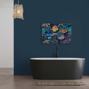 Bricoflor Unterwasserwelt Bild Für Kinderzimmer Und Badezimmer 120 X 80 Cm Leinwandbild Mit Fischen Und Korallen Bunt Maritim