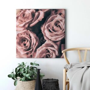 Bricoflor Vintage Bild Mit Blumen Rosen Leinwand Bild In Altrosa Ideal Für Schlafzimmer Rosa Shabby Chic Leinwandbild Mit Rosen Quadratisch