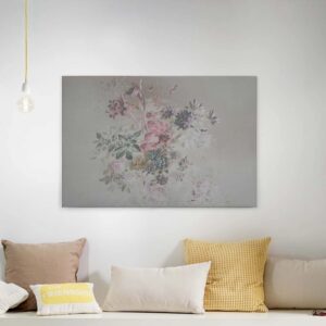 Bricoflor Vintage Leinwand Bild Mit Blumen Pastell Wandbild In Betonoptik Im Stillleben Stil Ölgemälde Leinwandbild Für Skandinavisches Wohnzimmer