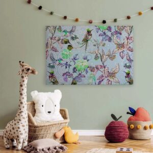 Bricoflor Vogel Leinwandbild Exotisch Deko Wandbild Mit Mosaik Design In Hellblau Für Schlafzimmer Und Bad Buntes Bild 120 X 80 Cm