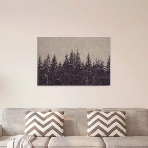 Bricoflor Wald Bild In Holzschnitt Optik Leinwandbild In Grau Und Schwarz Für Schlafzimmer Modernes Beton Wandbild Mit Tannenwald Auf Keilrahmen