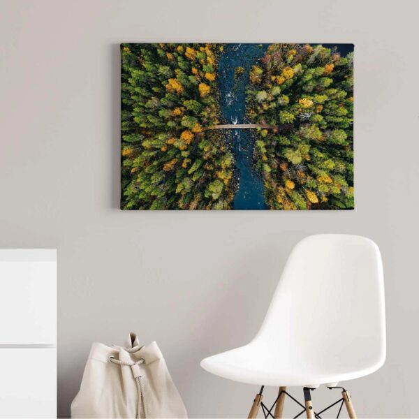 Bricoflor Wald Bild Vogelperspektive Leinwand Bild Mit Tannenwald Und Fluss In Finnland Landschaft Bild Auf Leinwand In Grün Ideal Für Schlafzimmer
