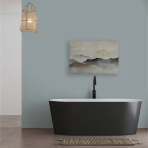 Bricoflor Wandbild Auf Leinwand Sonnenaufgang Bild Japanisches Motiv Im Vintage Stil Asiatisches Leinwandbild Mit Landschaft 90X60