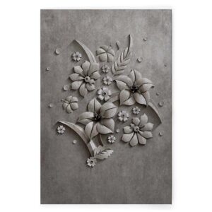 Bricoflor Wandbild Blumen In 3D Optik Leinwand In Betonoptik Ausgefallen Für Schlafzimmer Und Küche Leinwandbild In 60 X 90 Cm