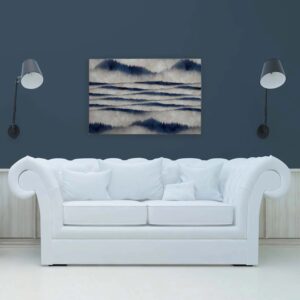 Bricoflor Wandbild Boho Style Batik Leinwandbild Blau Grau Landschaft In Nebel Für Schlafzimmer Und Wohnzimmer In 90 X 60 Cm