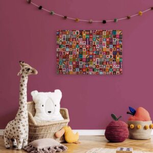 Bricoflor Wandbild Bunt Abstrakt Mosaik Leinwandbild Abstrakte Kunst Interessant Ideal Für Wohnzimmer Und Kinderzimmer 90 X 60 Cm
