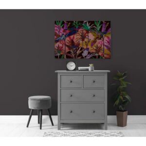Bricoflor Wandbild Bunt Quer Leinwandbild Mit Dschungel Motiv 90 X 60 Cm Leinwand In Neonfarben Ideal Für Wohnzimmer Und Büro