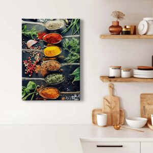 Bricoflor Wandbild Für Küche Mit Gewürzen Buntes Küchenbild Auf Leinwand Im Hochformat Gewürz Leinwandbild Auf Keilrahmen Als Küchendeko